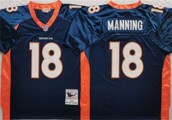 Denver Broncos #18 Peyton Manning Navy Throwback Stitched Jersey