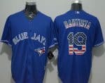 Blue Jays #19 Jose Bautista Blue USA Flag Fashion Stitched Jersey
