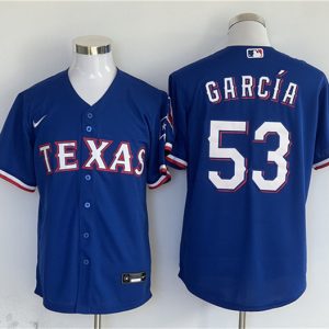 Texas Rangers #53 Adolis Garcia Royal With Patch Cool Base Stitched Jersey