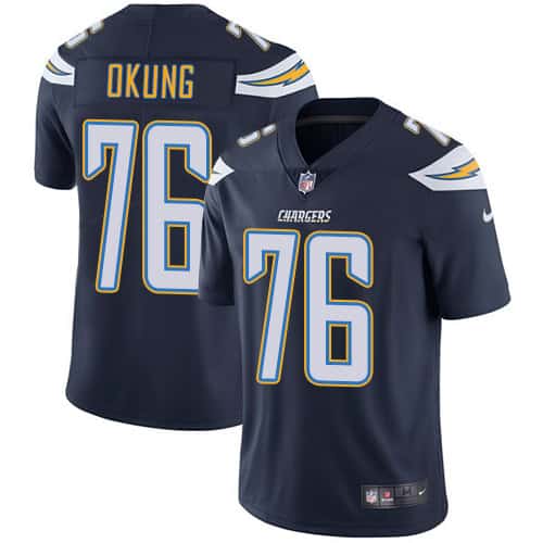 Los Angeles Chargers #76 Russell Okung Navy Blue Vapor Untouchable Limited Stitched Jersey