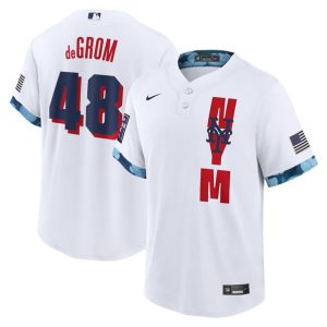 New York Mets #48 Jacob DeGrom 2021 White All-Star Cool Base Stitched Jersey