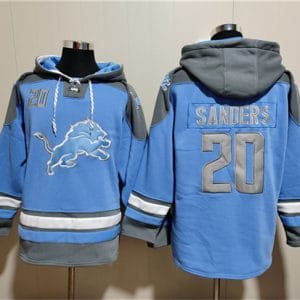 Detroit Lions #20 Barry Sanders Blue Ageless Must-Have Lace-Up Pullover Hoodie
