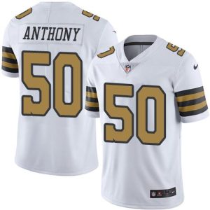 Saints #50 Stephone Anthony White Stitched Limited Rush Nike Jersey