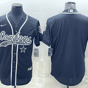 Dallas Cowboys Blank Black Reflective With Patch Cool Base Stitched Baseball Jersey