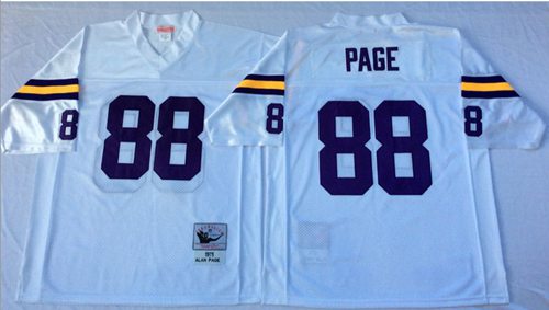 Mitchell And Ness Vikings #88 Alan Page White Throwback Stitched Jersey