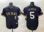 Texas Rangers #5 Corey Seager Black Gold With Patch Cool Base Stitched Jersey