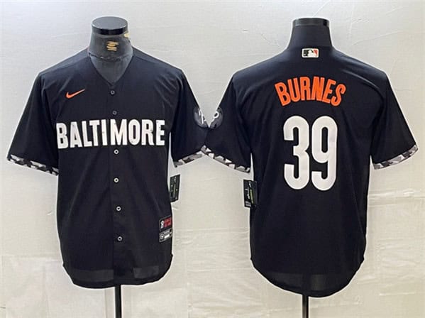 Baltimore Orioles #39 Corbin Burnes Black 2023 City Connect Cool Base Stitched Jersey