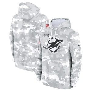 Miami Dolphins 2024 Arctic Camo Salute To Service Club Fleece Pullover Hoodie