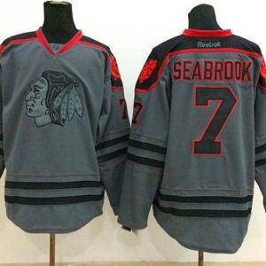 Blackhawks #7 Brent Seabrook Charcoal Cross Check Fashion Stitched Jersey