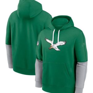 Philadelphia Eagles Kelly Green Throwback Logo Club Tri-Blend Pullover Hoodie