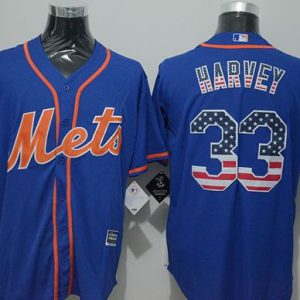 Mets #33 Matt Harvey Blue USA Flag Fashion Stitched Jersey