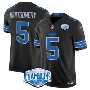 Detroit Lions #5 David Montgomery Black 2024 NFC North Champions F.U.S.E. Vapor Limited Stitched Jersey