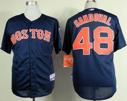 Red Sox #48 Pablo Sandoval Dark Blue Cool Base Stitched Jersey