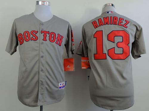 Red Sox #13 Hanley Ramirez Grey Cool Base Stitched Jersey