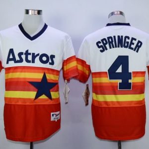 Astros #4 George Springer White Orange 1980 Turn Back The Clock Stitched Jersey
