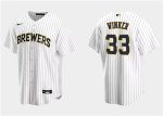 Milwaukee Brewers #33 Jesse Winker White Cool Base Stitched Jersey