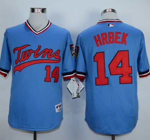 Twins #14 Kent Hrbek Light Blue 1984 Turn Back The Clock Stitched Jersey