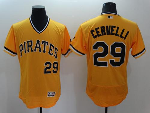 Pirates #29 Francisco Cervelli Gold Flexbase Authentic Collection Cooperstown Stitched Jersey