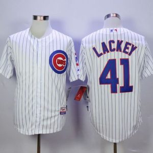 Cubs #41 John Lackey White Cool Base Stitched Jersey