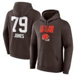 Cleveland Browns #79 Dawand Jones Brown Team Wordmark Player Name Number Pullover Hoodie