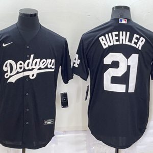 Los Angeles Dodgers #21 Walker Buehler Black Cool Base Stitched Baseball Jersey