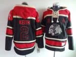 Blackhawks #2 Duncan Keith Black Sawyer Hooded Sweatshirt Stitched Jersey