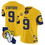 Los Angeles Rams #9 Matthew Stafford Gold 2025 4-Star C Patch F.U.S.E. V2 Limited Stitched Jersey