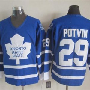 Maple Leafs #29 Felix Potvin Blue CCM Throwback Stitched Jersey