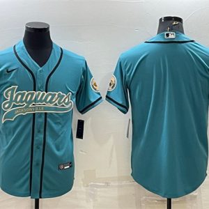 Jacksonville Jaguars Blank Teal With Patch Cool Base Stitched Baseball Jersey