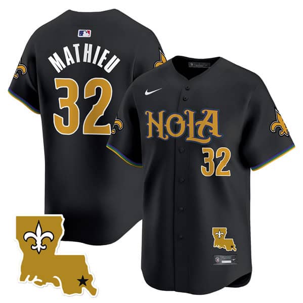 New Orleans Saints #32 Tyrann Mathieu Black Cool Base Stitched Jersey
