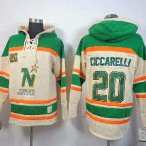Stars #20 Dino Ciccarelli Cream Sawyer Hooded Sweatshirt Stitched Jersey