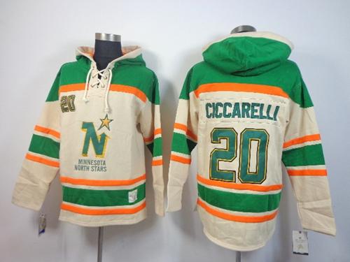 Stars #20 Dino Ciccarelli Cream Sawyer Hooded Sweatshirt Stitched Jersey