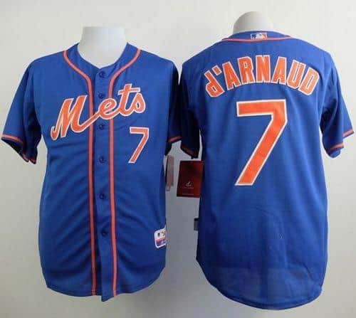 Mets #7 Travis D'Arnaud Blue Alternate Home Cool Base Stitched Jersey