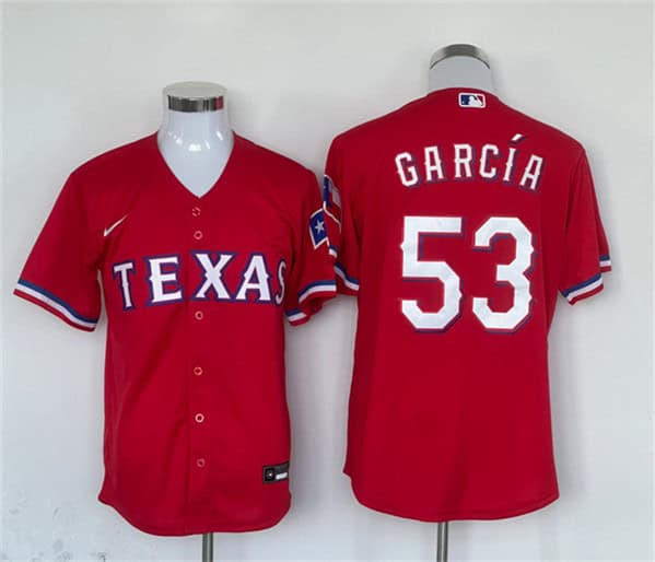 Texas Rangers #53 Adolis Garc¨ªa Red With Patch Cool Base Stitched Jersey