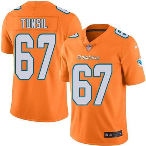Dolphins #67 Laremy Tunsil Orange Stitched Limited Rush Nike Jersey