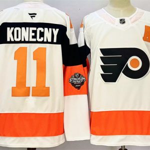 Philadelphia Flyers #11 Travis Konecny White 2024-25 With A Patch Stitched Jersey