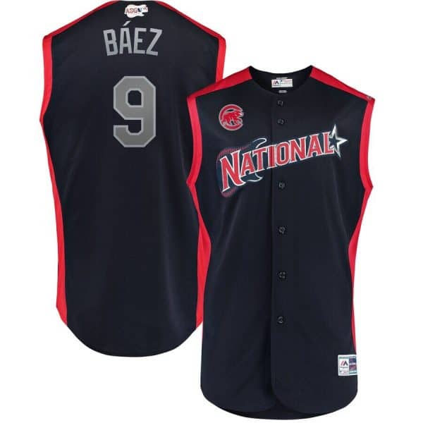 National League #9 Javier B¨¢ez Navy 2019 All-Star Game Workout Stitched Jersey