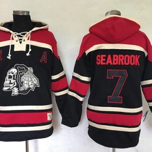 Blackhawks #7 Brent Seabrook Black Sawyer Hooded Sweatshirt Stitched Jersey
