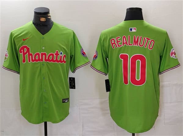Philadelphia Phillies #10 J.T. Realmuto Green With Patch Stitched Jersey