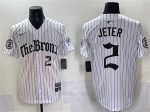 New York Yankees #2 Derek Jeter White Pinstripe 'Gothic Legacy Edition' Vapor Premier Limited Stitched Jersey