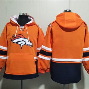 Denver Broncos Blank Orange Ageless Must-Have Lace-Up Pullover Hoodie