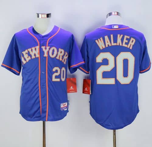 Mets #20 Neil Walker Blue(Grey NO.) Alternate Road Cool Base Stitched Jersey