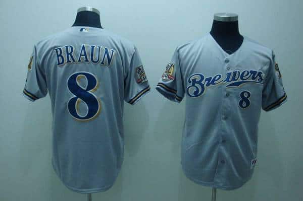 Brewers #8 Ryan Braun Stitched Grey Jersey
