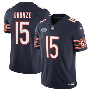 Chicago Bears #15 Rome Odunze Navy 2024 With Draft Patch F.U.S.E. Vapor Stitched Jersey