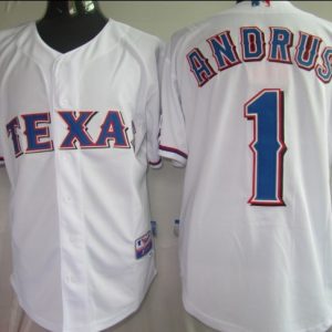 Rangers #1 Elvis Andrus White Stitched Jersey