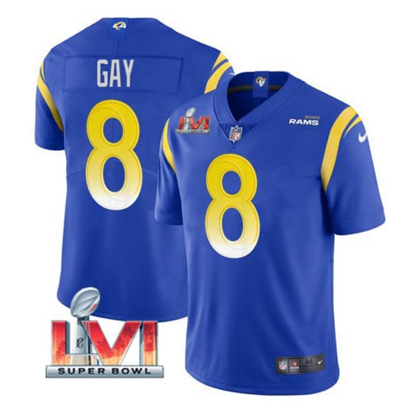 Los Angeles Rams #8 Matt Gay Royal 2022 Super Bowl LVI Vapor Limited Stitched Jersey