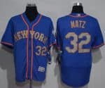Mets #32 Steven Matz Blue(Grey NO.) Flexbase Authentic Collection Stitched Jersey