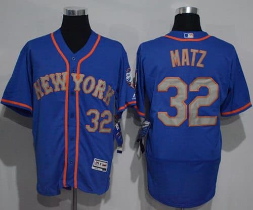 Mets #32 Steven Matz Blue(Grey NO.) Flexbase Authentic Collection Stitched Jersey