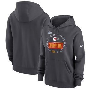 Kansas City Chiefs Black Super Bowl LVII Champions Pullover Hoodie(Run Small)