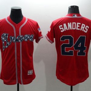 Braves #24 Deion Sanders Red Flexbase Authentic Collection Stitched Jersey